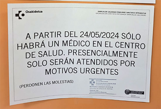 El Movimiento de Pensionistas de Berriz se moviliza ante los recortes en el centro de salud