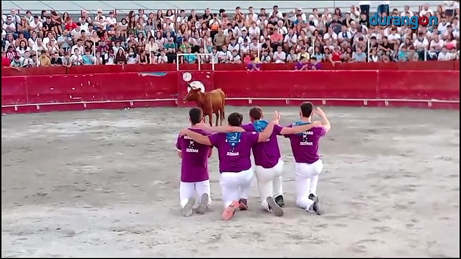 Los recortadores muestran sus técnicas en una plaza de toros llena