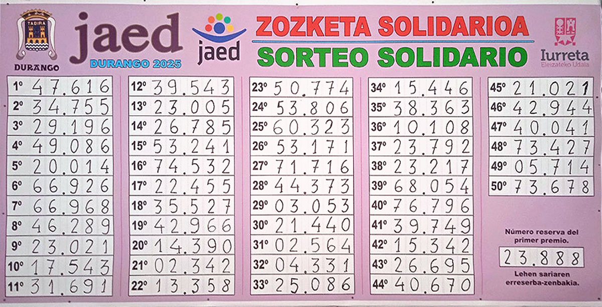 El número 47.616 se lleva el coche del sorteo de la JAED